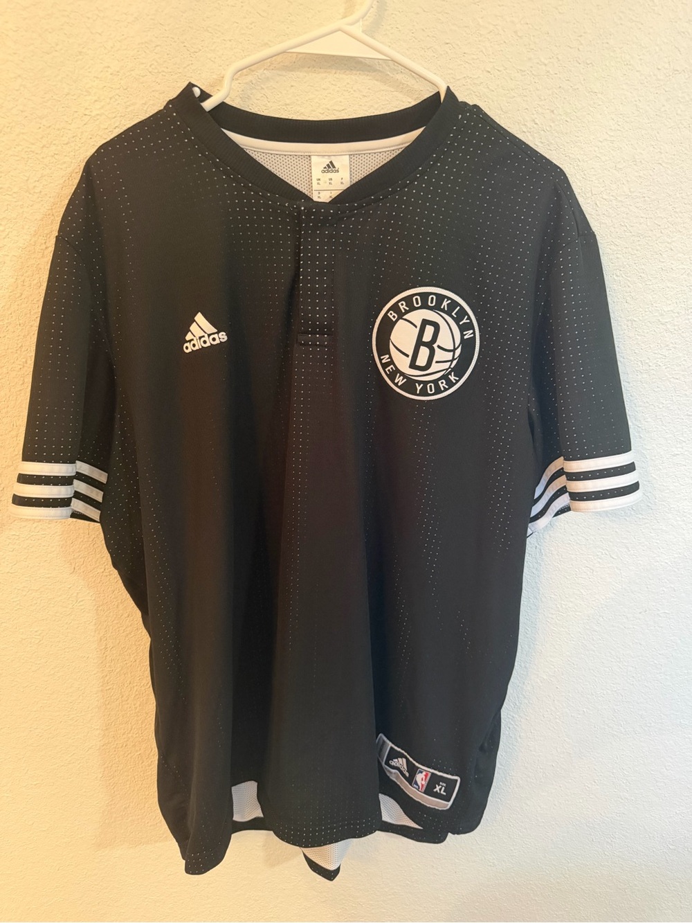 adidas Black Brooklyn Nets Men's Basketball Jersey with White Accents